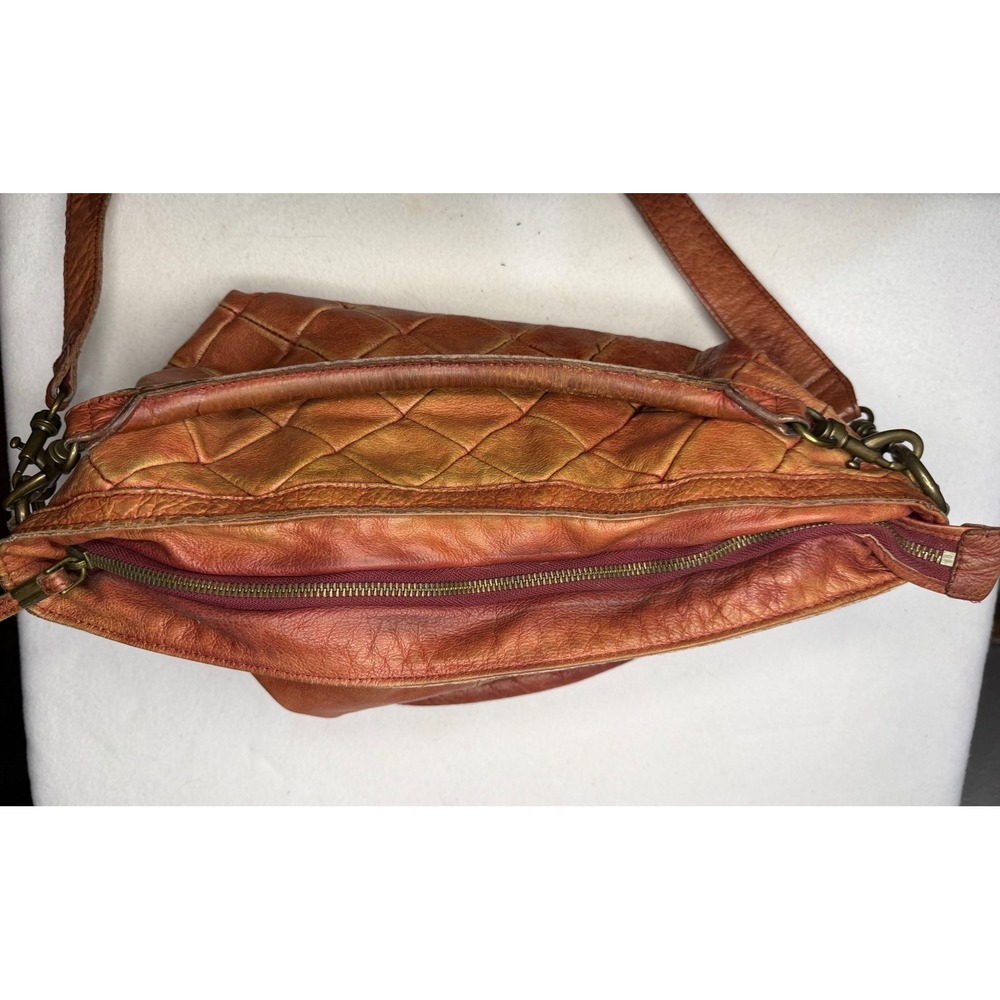 Liebeskind Berlin Large Cognac Leather Hobo Shoulder Bag Quilted Slouchy Boho - Picture 9 of 11
